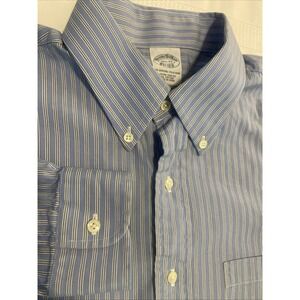Brooks‎ Brothers Button Down Size 16.5 -33 Blue/White Pin Stripes
